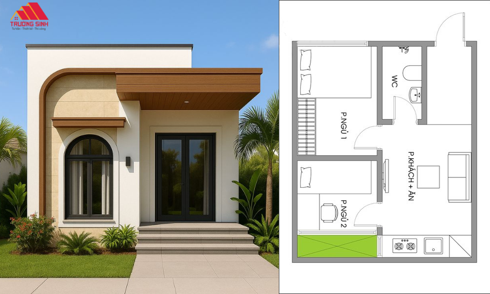 Thiết kế nhà 30m2 1 tầng