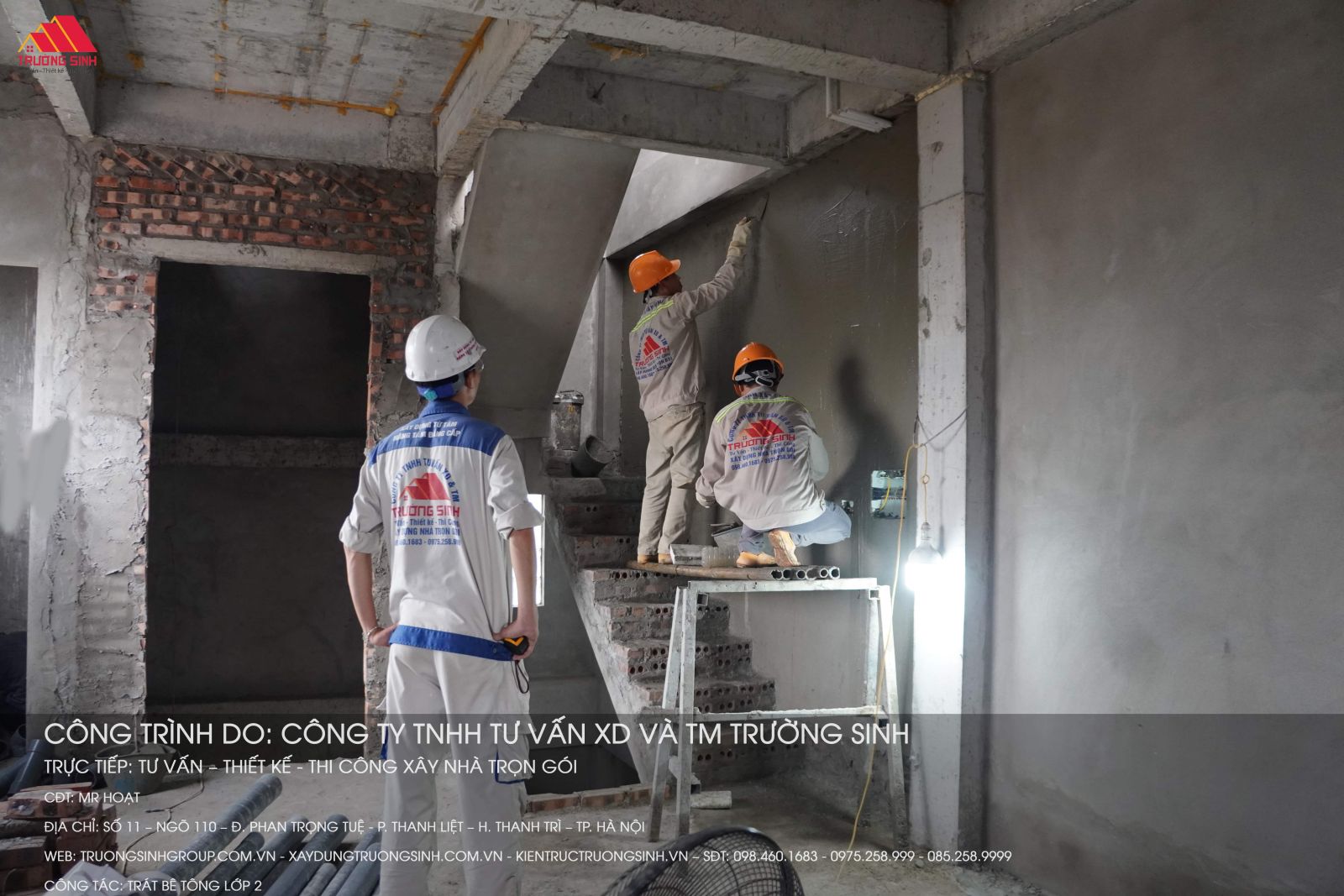 Công đoạn trát lớp 2 tại Thanh Trì