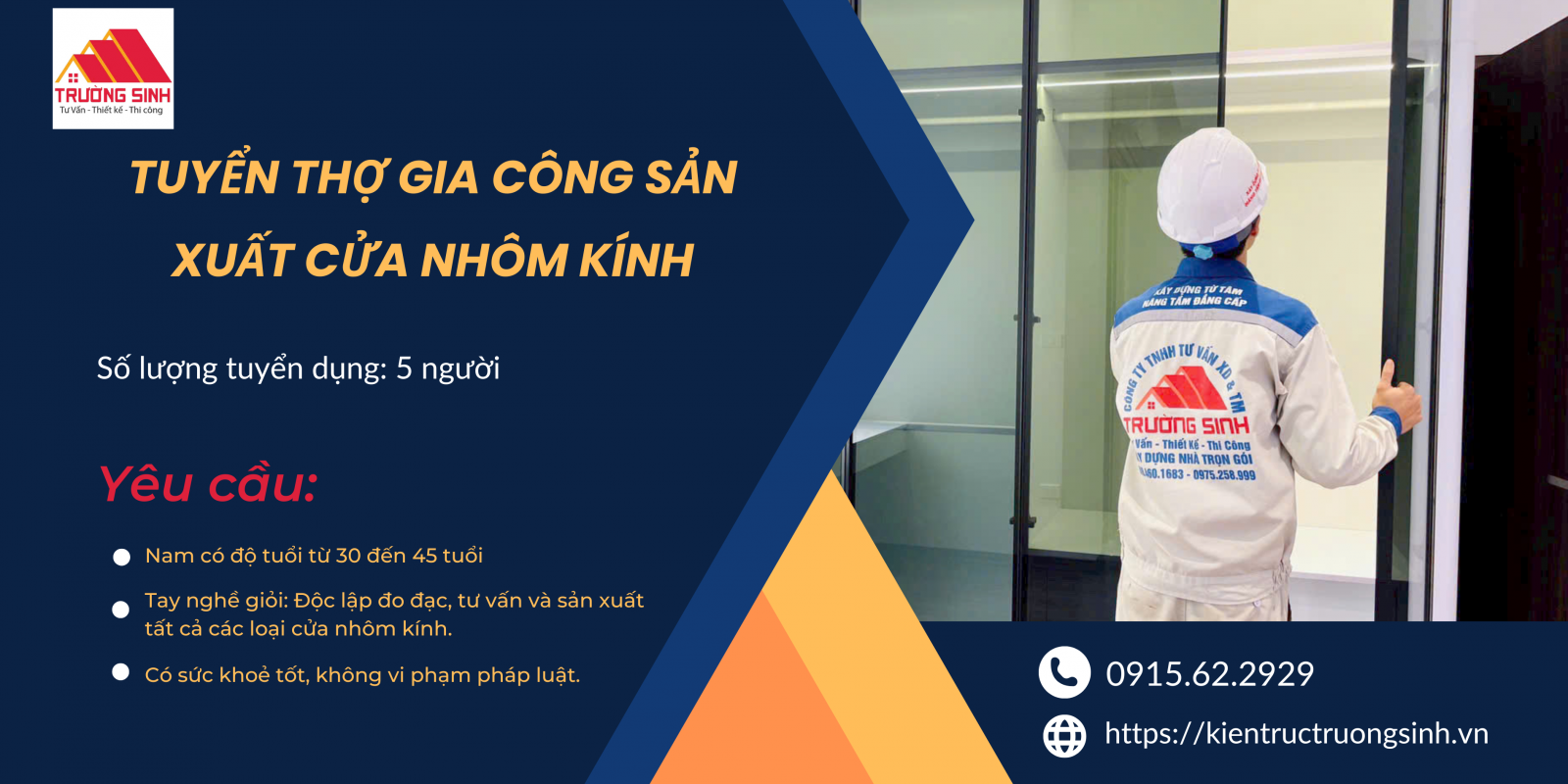 Tuyển thợ gia công sản xuất cửa nhôm kính