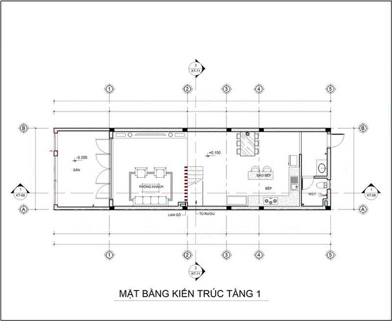 Bản vẽ nhà ống 3 tầng 5x15