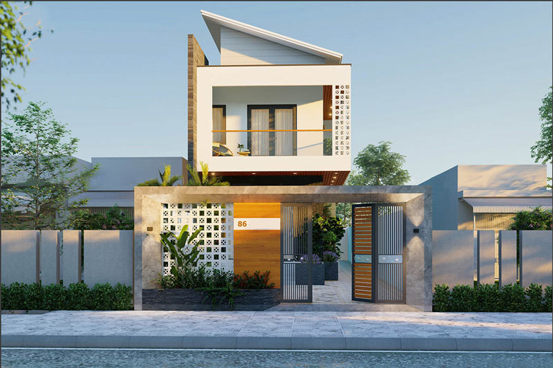 Thiết kế nhà 2 tầng 3 phòng ngủ 80m2