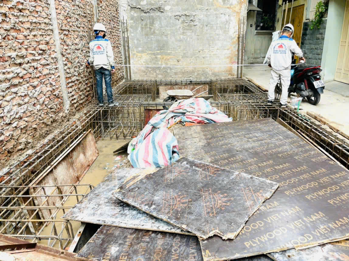 công tác chuẩn bị dổ bê tông móng
