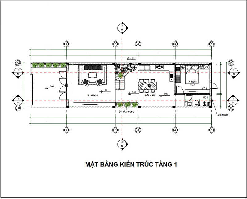 Bản vẽ mặt bằng kiến trúc tầng 1
