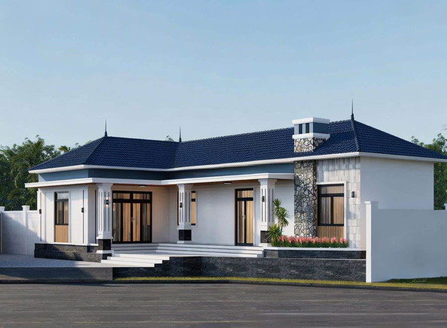 Mẫu thiết kế nhà 3 gian chữ L hiện đại