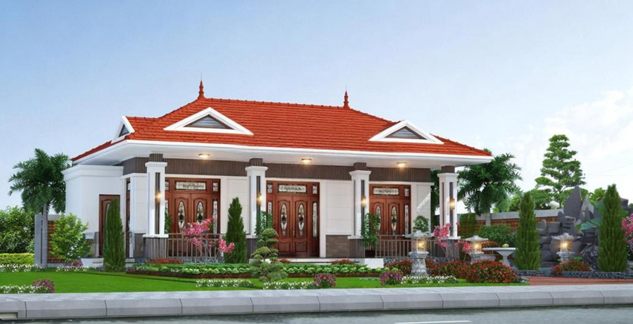 Mẫu thiết kế nhà 3 gian kết hợp sân vườn