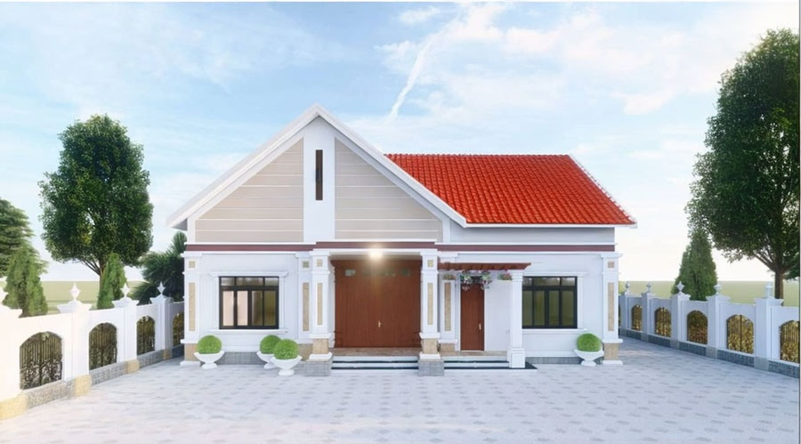 Mẫu thiết kế nhà 3 gian kết hợp sân vườn