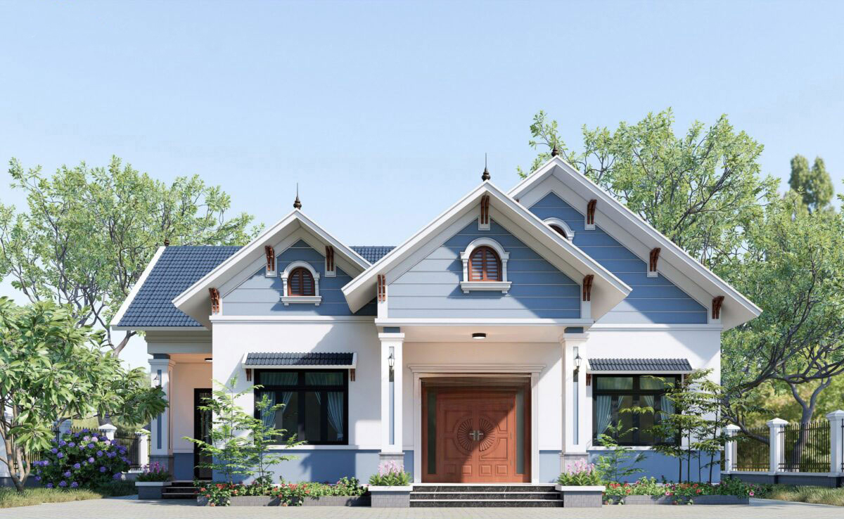 Mẫu thiết kế nhà 3 gian kết hợp sân vườn