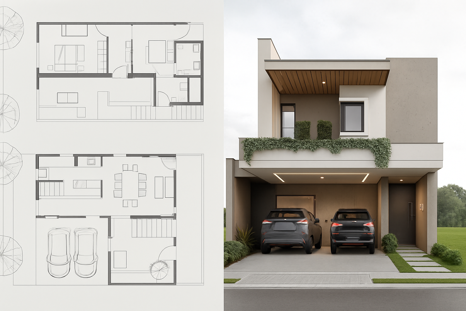 Thiết kế nhà 2 tầng có phòng thờ tầng 2