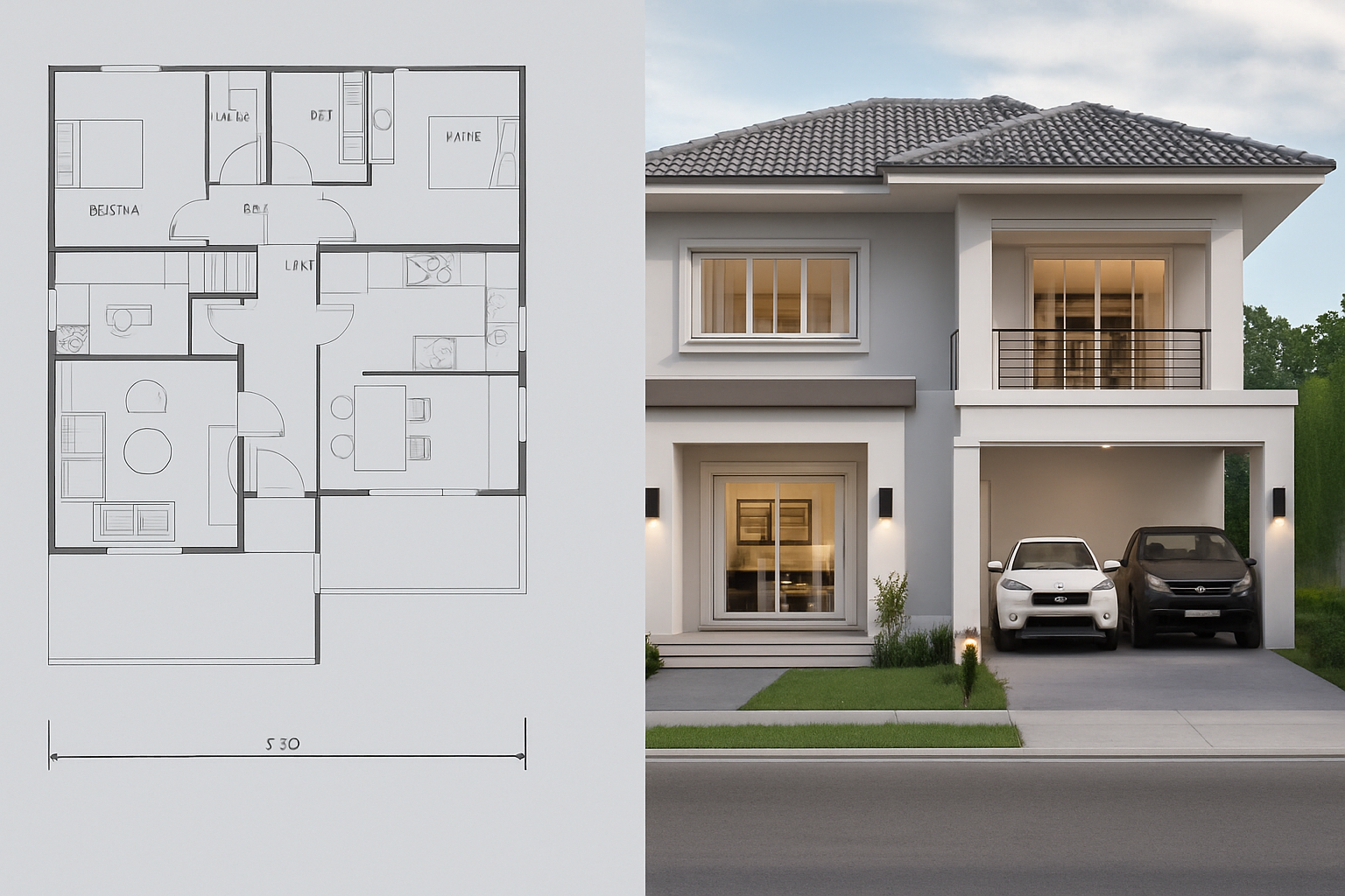 Nhà 2 tầng mái Nhật