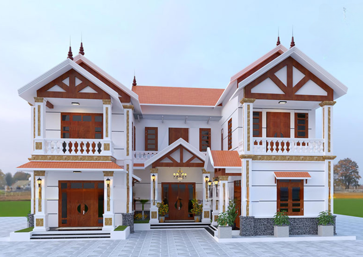 Mẫu nhà 2 tầng chữ U