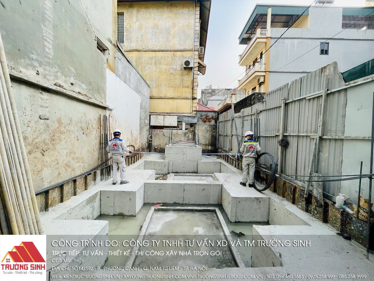 đổ  bê  tông móng