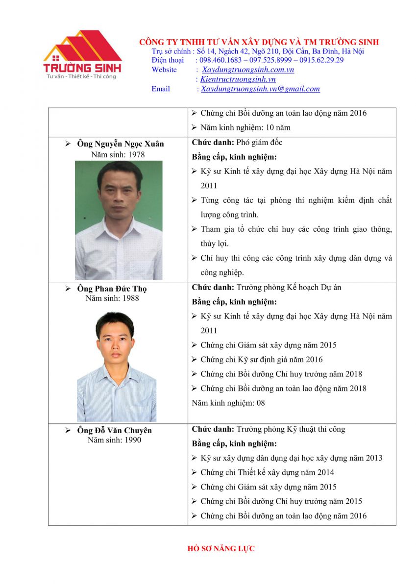 Hồ sơ năng lực công ty xây nhà trọn gói [Trường Sinh]