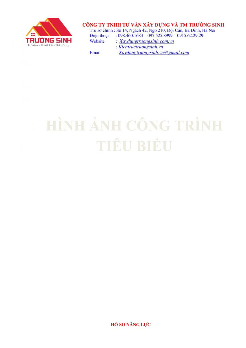 Hồ sơ năng lực công ty xây nhà trọn gói [Trường Sinh]