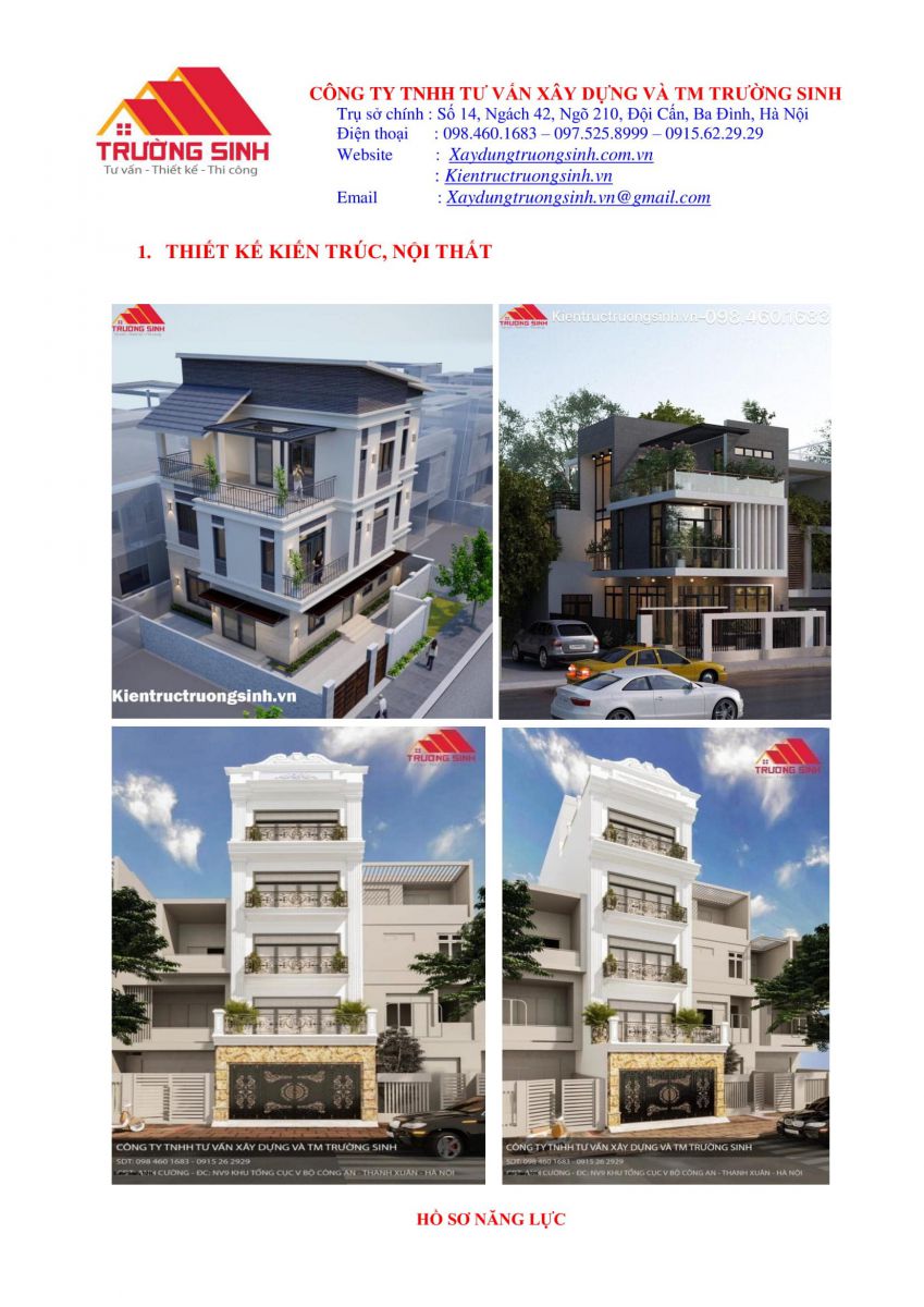 Hồ sơ năng lực công ty xây nhà trọn gói [Trường Sinh]