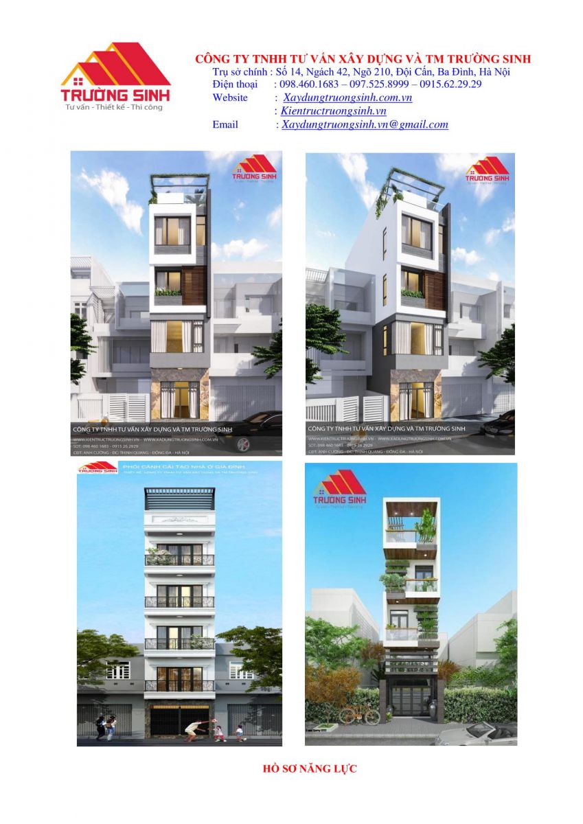 Hồ sơ năng lực công ty xây nhà trọn gói [Trường Sinh]