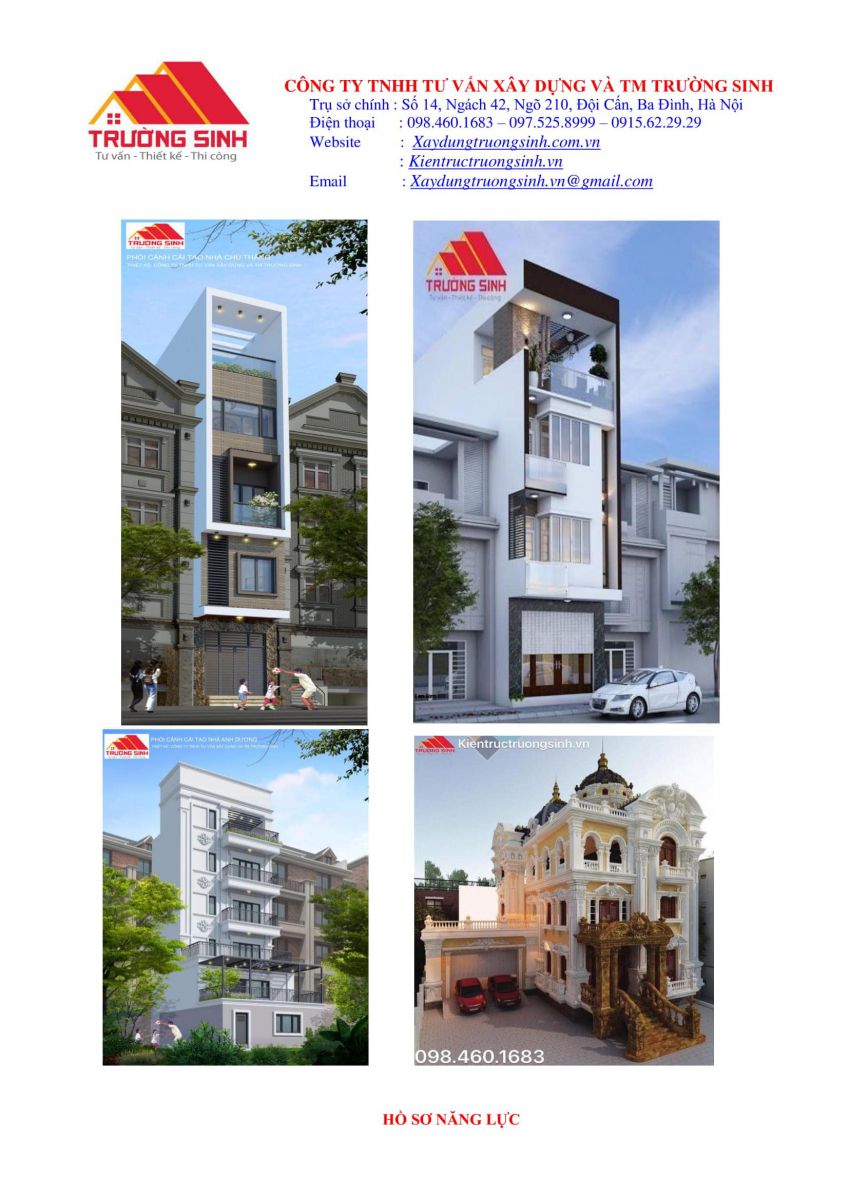 Hồ sơ năng lực công ty xây nhà trọn gói [Trường Sinh]