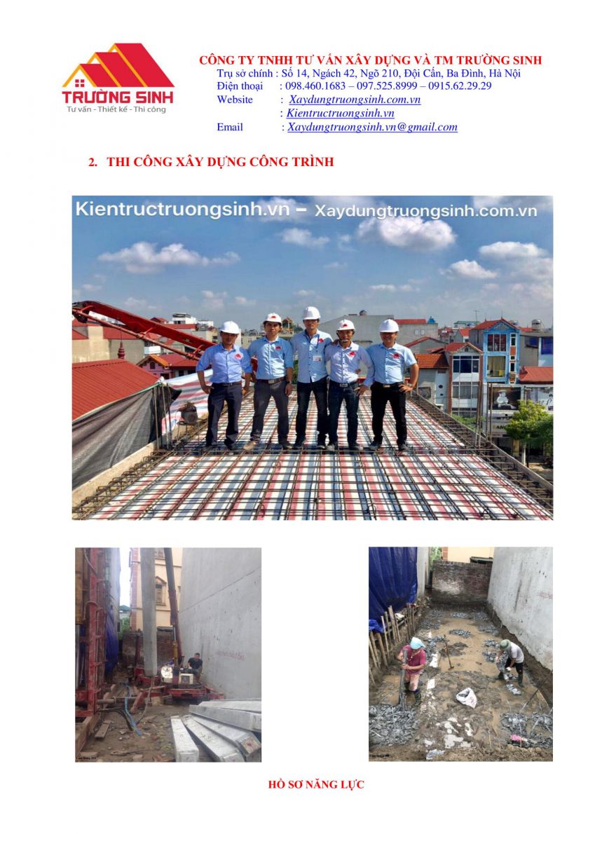 Hồ sơ năng lực công ty xây nhà trọn gói [Trường Sinh]